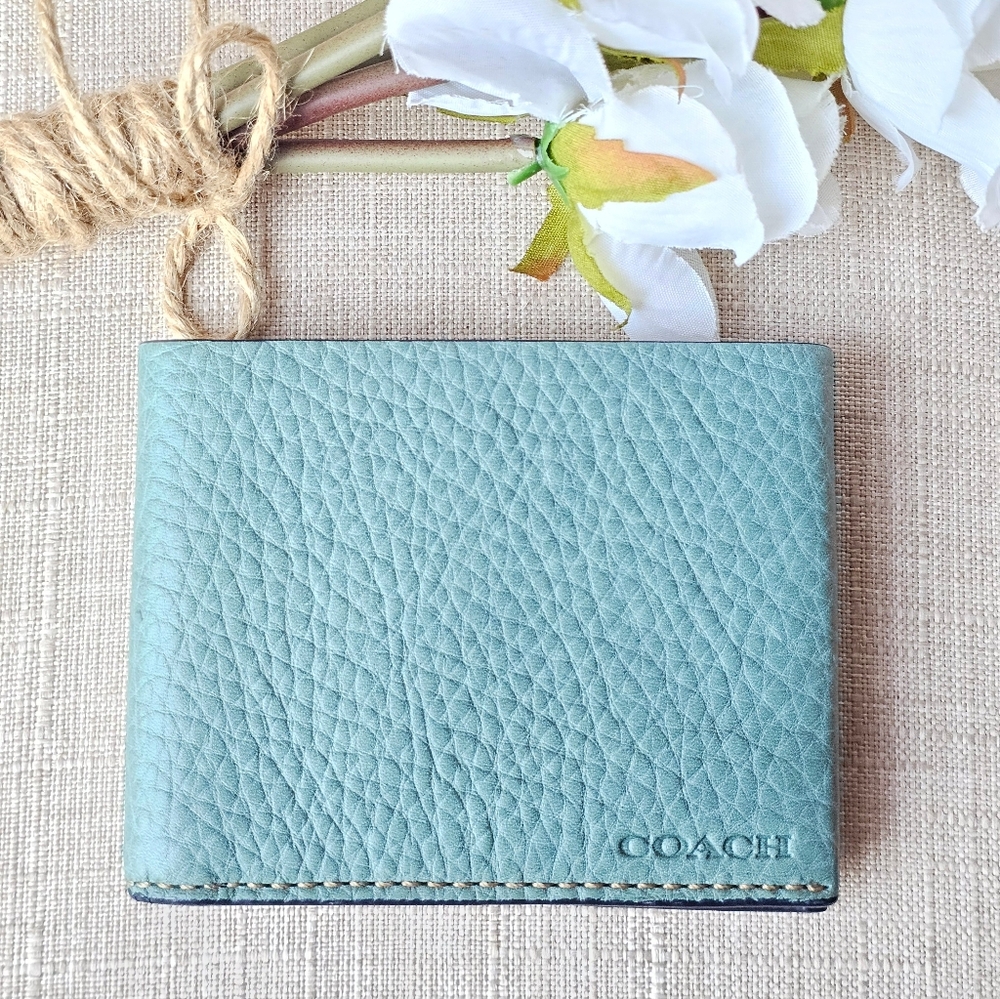 Vintage Coach Pebbled Leather Bifold Wallet ( Ocean )